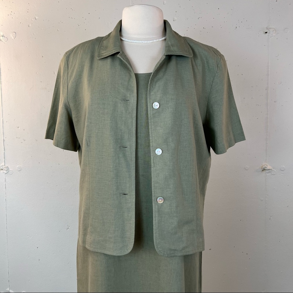 Sage Green Linen Dress Size M